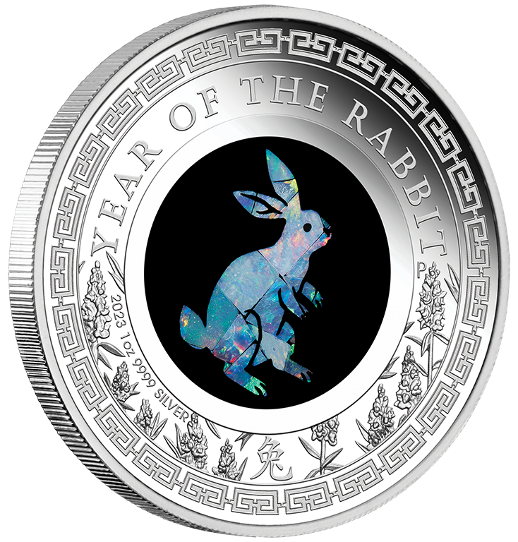 2023 $1 Year of the Rabbit Opal 1oz Silver Proof Coin