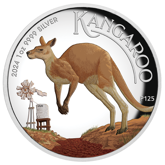 2024 $1 Australian Kangaroo 1oz Coloured Silver High Relief Proof Coin