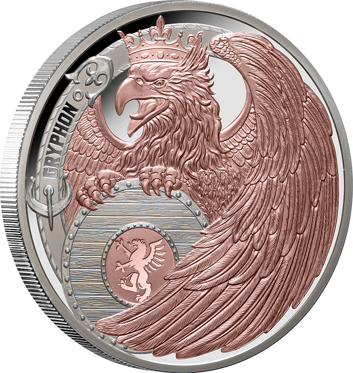 2024 $1 Gryphon 1oz Rose-Gold Gilded Silver Proof Coin