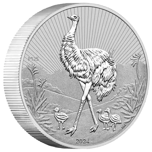 2024 $2 Next Generation Emu Piedfort 2oz Silver Bullion Coin