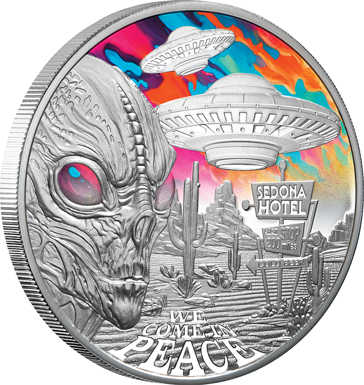 2024 $1 Alien Encounter 1oz Silver Coloured Proof Coin