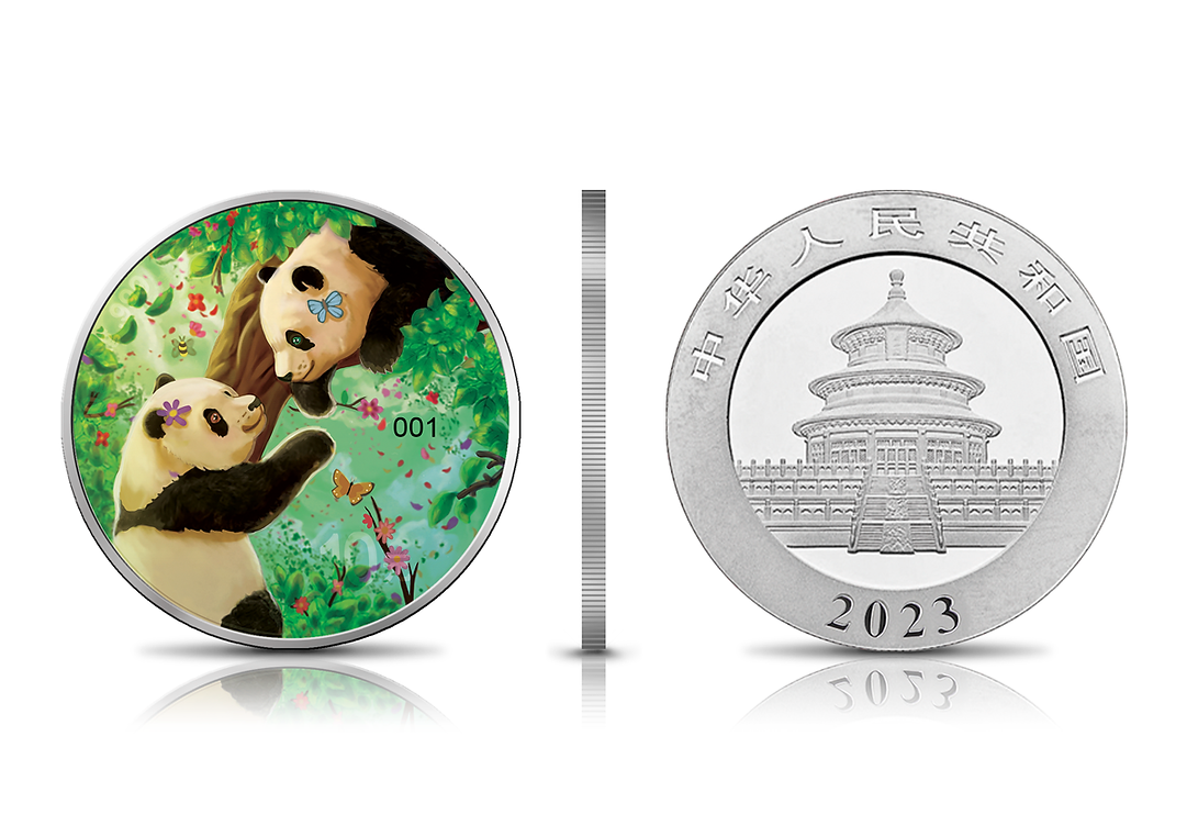 2023 China Panda Spring 30g Coloured Silver Coin