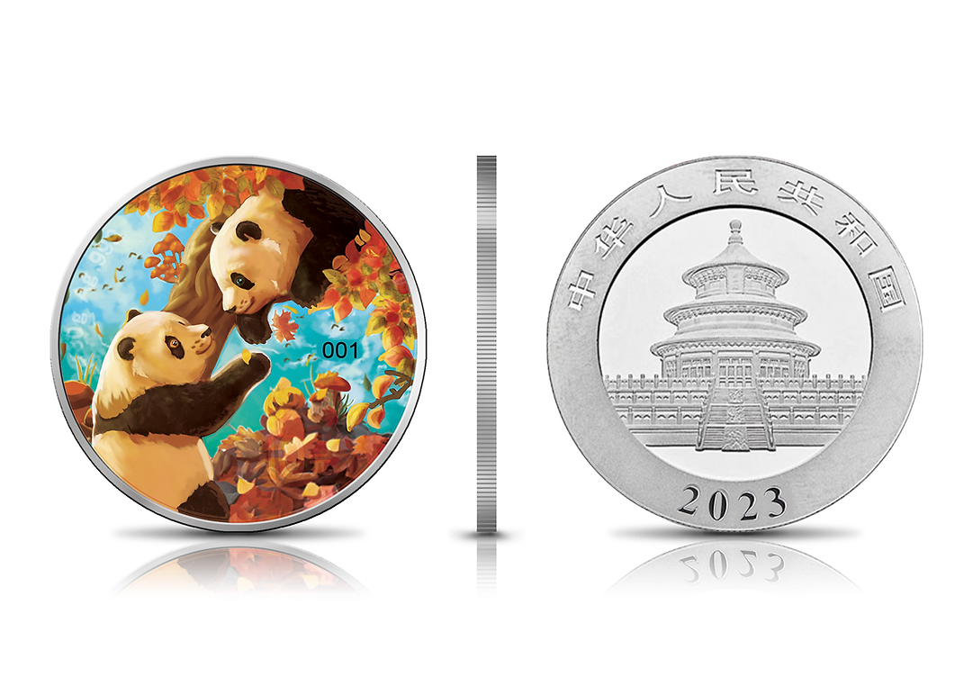 2023 China Panda Autumn 30g Coloured Silver Coin