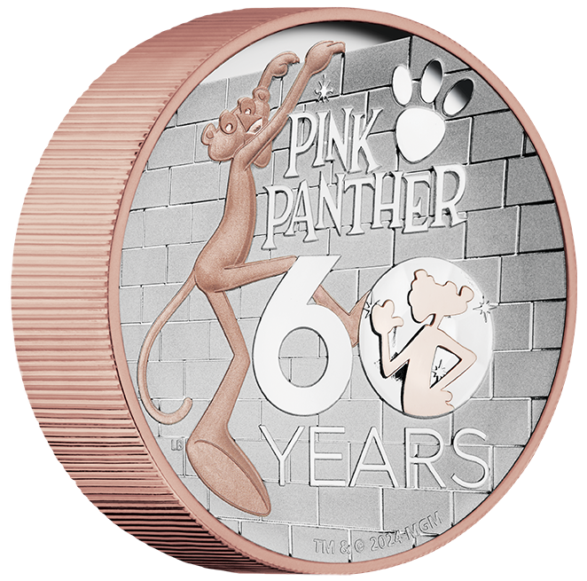 2024 $5 The Pink Panther 60th Anniversary 5oz Silver Proof Gilded Coin