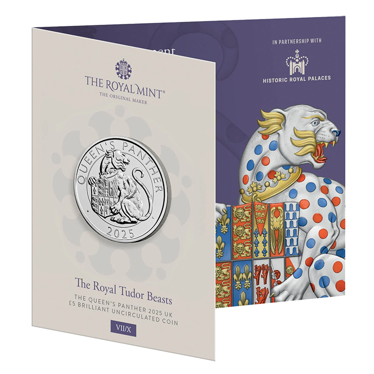 2025 £5 Royal Tudor Beasts - The Queen's Panther BUNC Coin