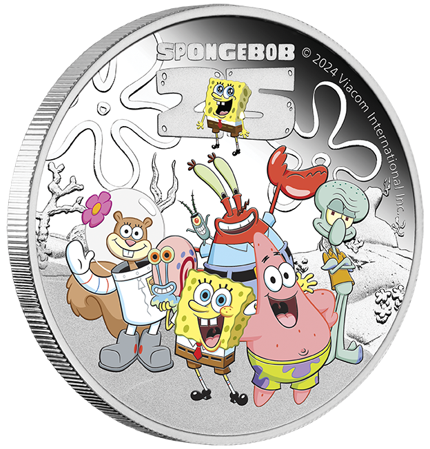 2024 $1 Spongebob and Friends 1oz Coloured Silver Proof Coin