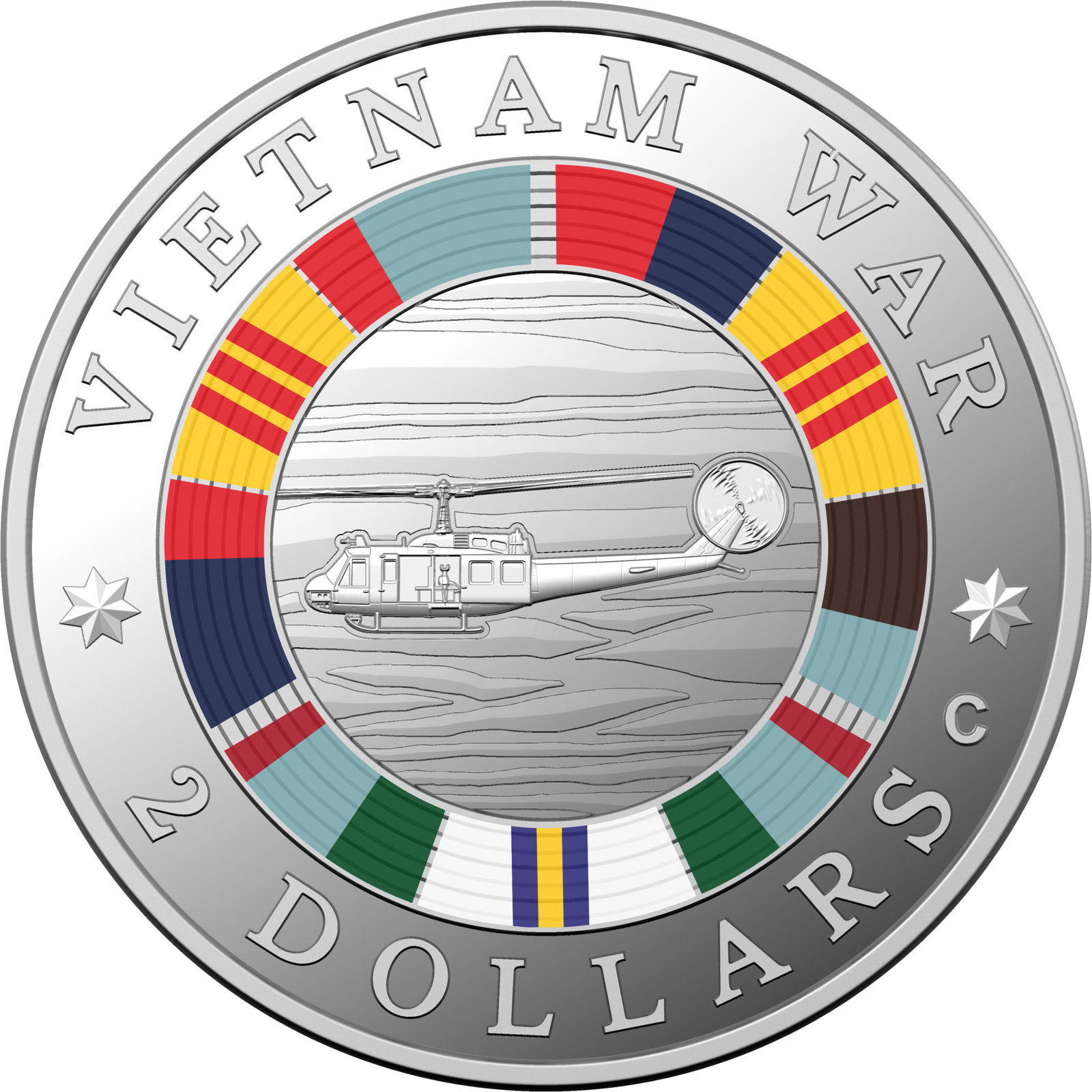 2023 $2 50th Anni of the End of Australian Involvement in Vietnam Silver Proof  PR70DCAM'C' Mintmark