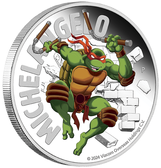 2024 $1 Teenage Ninja Mutant Turtles - Michael Angelo 1oz Coloured Silver Proof