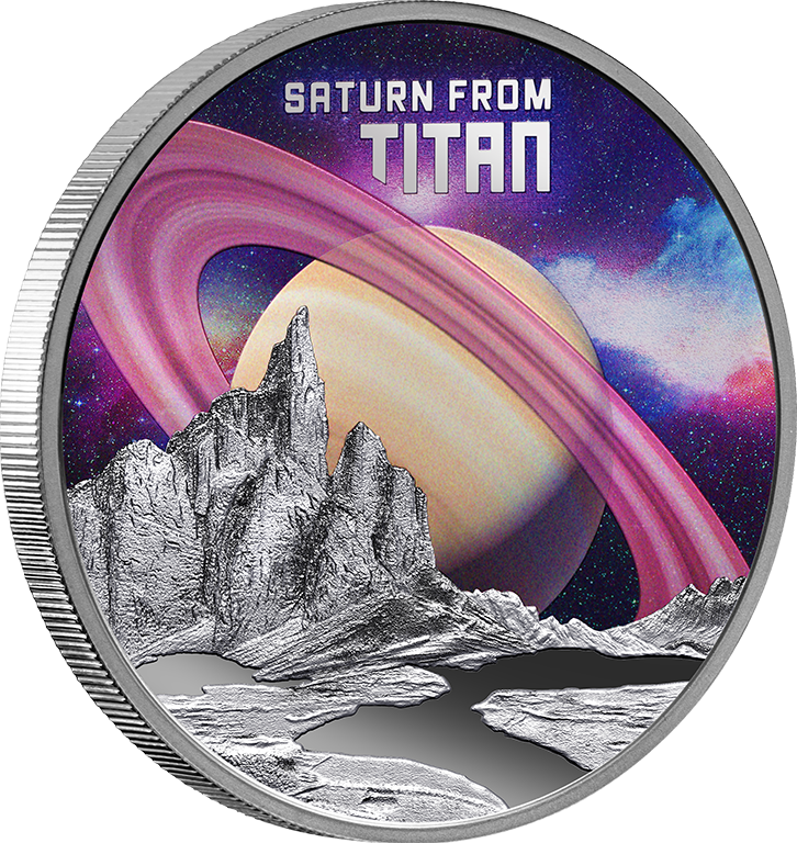 2025 $1 Saturn from Titan 1oz Coloured Silver Proof Coin