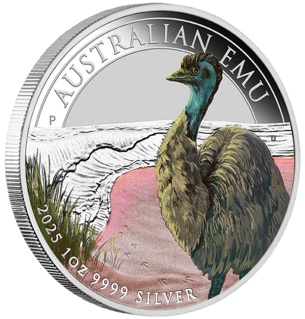 2025 $1 Australian Emu 1oz Coloured Silver Coin