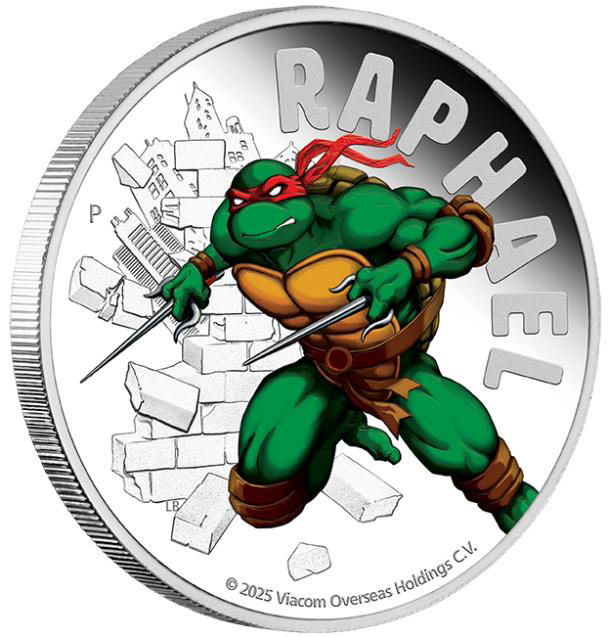 2025 $1 Teenage Ninja Mutant Turtles - Raphael 1oz Coloured Silver Proof