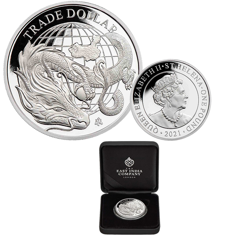 2021 £1 Modern Chinese Trade Dollar 1oz Silver Proof Coin - Comm