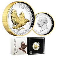 2024 $2 Australian Kookaburra 2oz High Relief Gilded Silver Proof Coin