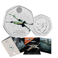 2024 50p Star Wars X-Wing Coloured BUNC Coin