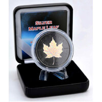 2023 $5 Maple Leaf Black Holographic Edition 1oz Antiqued Silver Coin