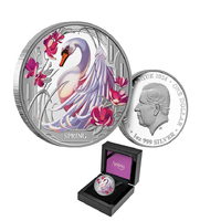 2024 $1 Seasons Spring Swan 1oz Coloured Silver Proof