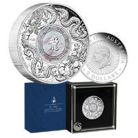 2024 $2 Double Dragon 2oz Silver Proof with Mother of Pearl