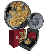 2025 $1 Lunar Year of the Snake Gold Plated Silver Black Proof Coin