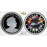 2023 $2 50th Anni of the End of Australian Involvement in Vietnam Silver Proof  PR70DCAM'C' Mintmark