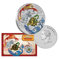 2024 $1 Myths and Legends Four Guardians Hong 1oz Coloured Silver Bullion Coin on Card