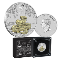 2025 $1 Year of the Snake 1oz Silver Gilded Coin