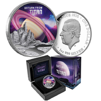 2025 $1 Saturn from Titan 1oz Coloured Silver Proof Coin