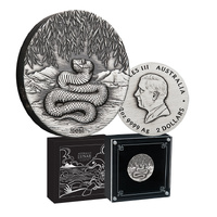 2025 $2 Year of the Snake 2oz Silver Antiqued Coin