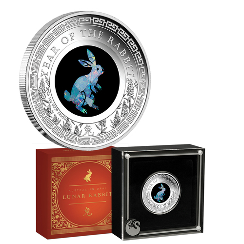 2023 $1 Year of the Rabbit Opal 1oz Silver Proof Coin