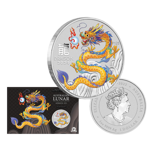 2024 $1 Australian Lunar Yellow Dragon ANDA Melbourne Expo