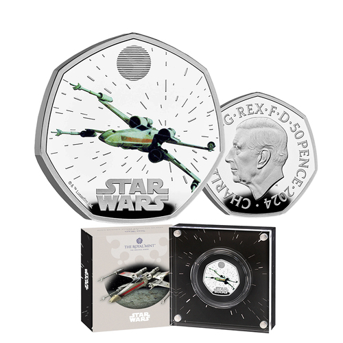 2024 50p Star Wars X-Wing Coloured Proof Coin