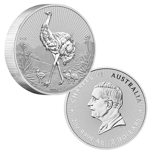 2024 $2 Next Generation Emu Piedfort 2oz Silver Bullion Coin