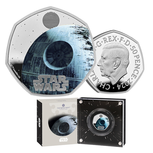 2024 50p Star Wars Death Star II Coloured Silver Proof Coin