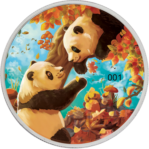 2023 China Panda Autumn 30g Coloured Silver Coin