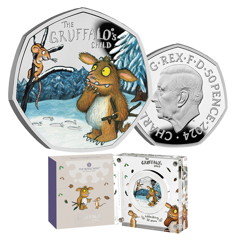 2024 50p Gruffalo's Child Coloured Silver Proof Coin