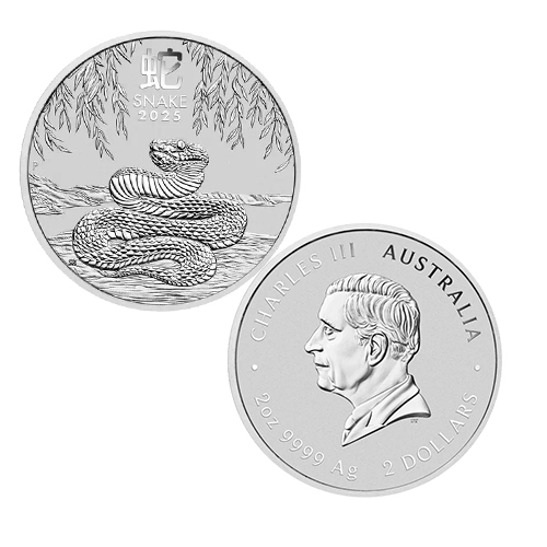 2025 $2 Perth Mint Lunar Snake 2oz Silver Bullion Coin