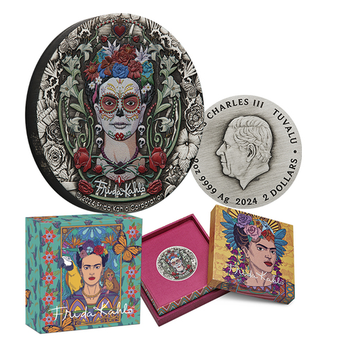 2024 $2 Frida Kahlo 2oz Silver Antiqued Coin