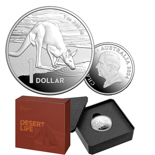 2024 $1 Kangaroo Series Desert Life 1oz Silver Proof