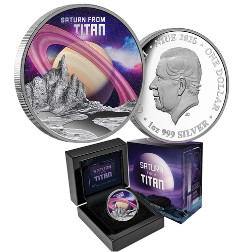 2025 $1 Saturn from Titan 1oz Coloured Silver Proof Coin