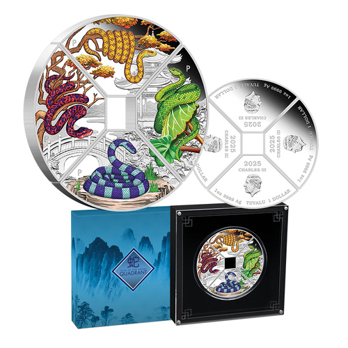 2025 Year of the Snake Quadrant Set 4 1oz Coloured Silver Proofs