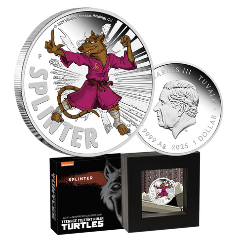 2024 $1 Teenage Ninja Mutant Turtles - Splinter 1oz Coloured Silver Proof