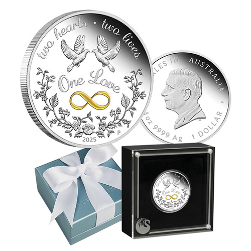 2025 $1 One Love Gilded 1oz Silver Proof Coin