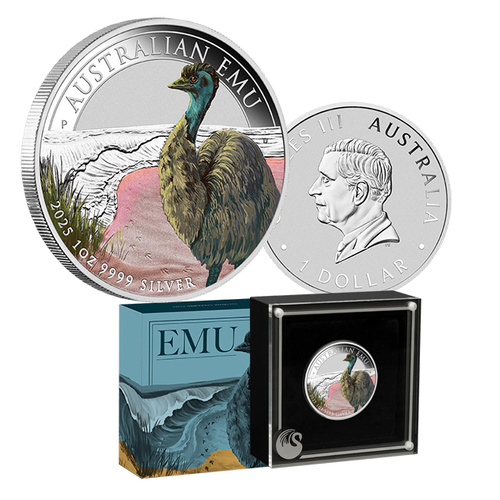 2025 $1 Australian Emu 1oz Coloured Silver Coin