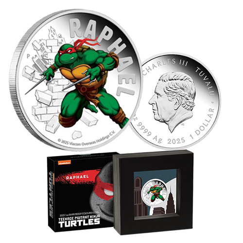 2025 $1 Teenage Ninja Mutant Turtles - Raphael 1oz Coloured Silver Proof