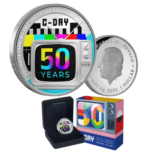 2025 $1 Colour TV in Australia 50th Anniversary 1oz Silver Proof